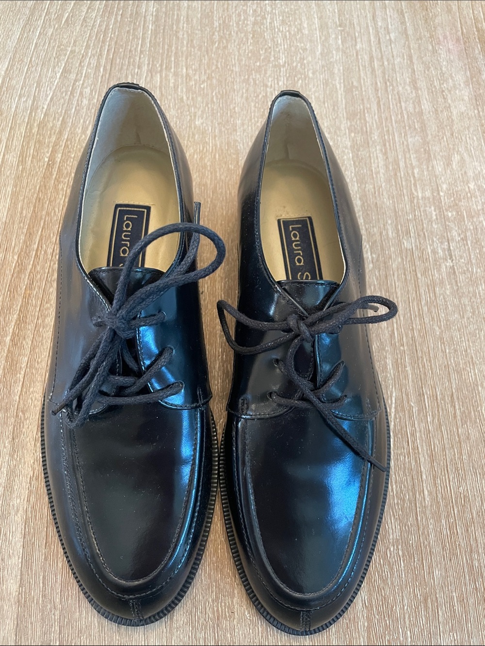 Laura Scott Black Leather Loafers